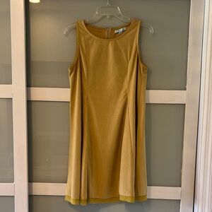 She and Sky Sleeveless Mustard Yellow Mini Dress in a Velvety Fabric